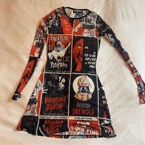 Halloween Poster Print Mesh Dress ❤️🖤Dolls Kill